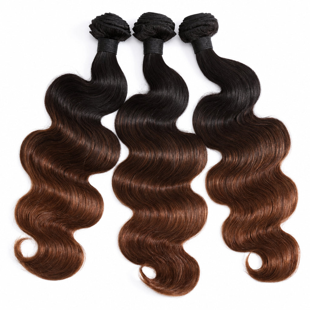 Chestnut Brown Ombre Body Wave Bundles | 100% Human Hair, 1/3/4 PCS
