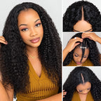 Curly V Part Wig – Glueless Human Hair Wig, No Lace, Beginner Friendly (180% Density)