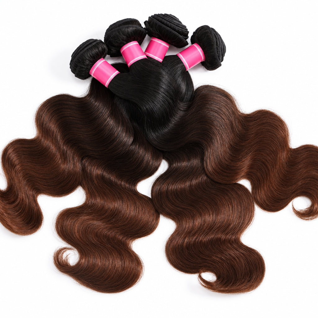 Chestnut Brown Ombre Body Wave Bundles | 100% Human Hair, 1/3/4 PCS