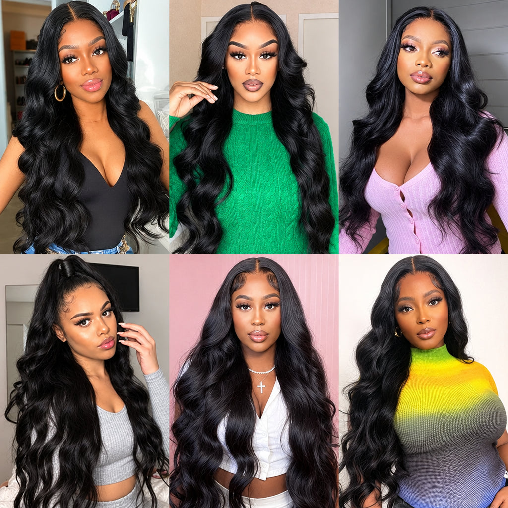 Body Wave Hair Bundles with 13x4 Frontal – 3 Bundles + Transparent Lace, 100% Remy Human Hair