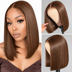 Chocolate Brown Bob Wig | 13x4 Transparent Lace Front | Bone Straight | 100% Remy Human Hair