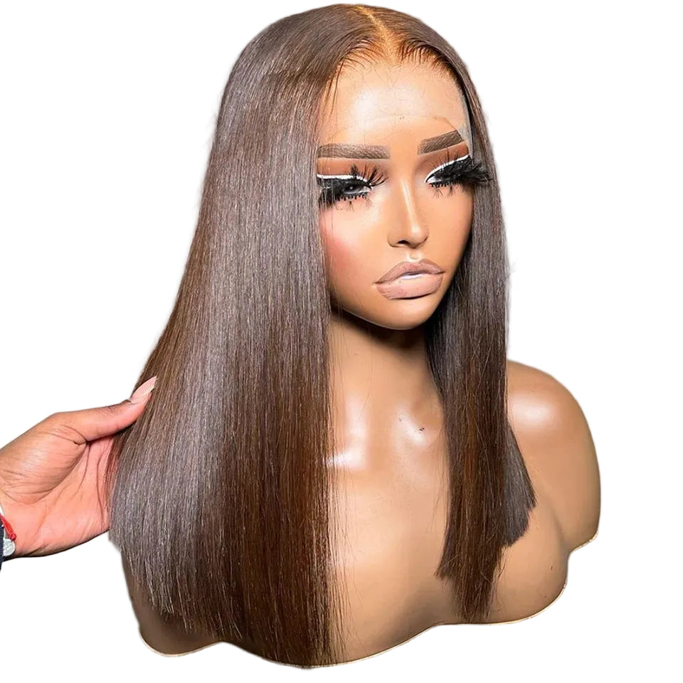 13x4 Lace Front Straight Bob Wig | Chocolate Brown | Human Hair