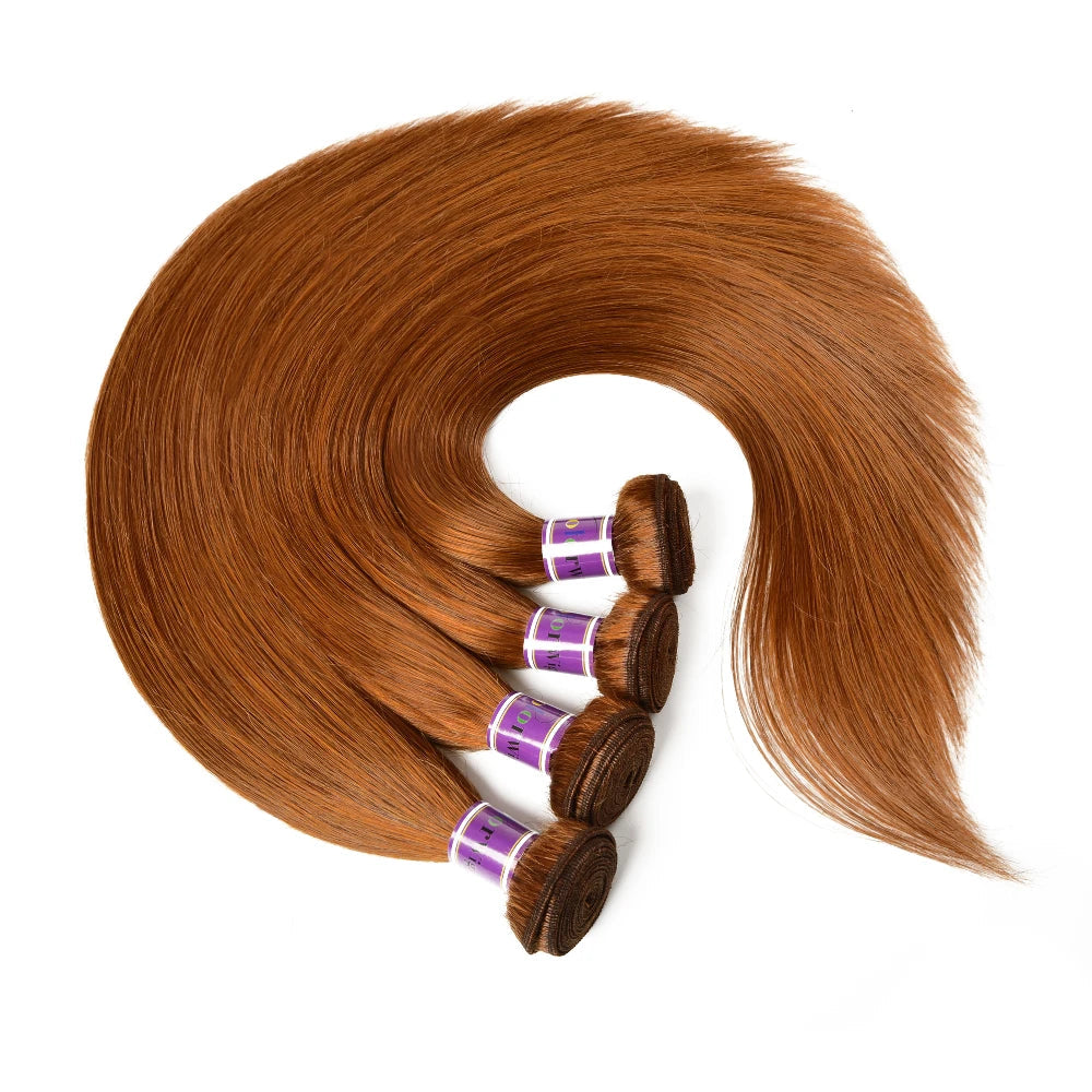 #30 Auburn Straight Human Hair Bundles | 1B30 Ombre Option | 1/3/4 Pack | 100g | Sew-In Weave