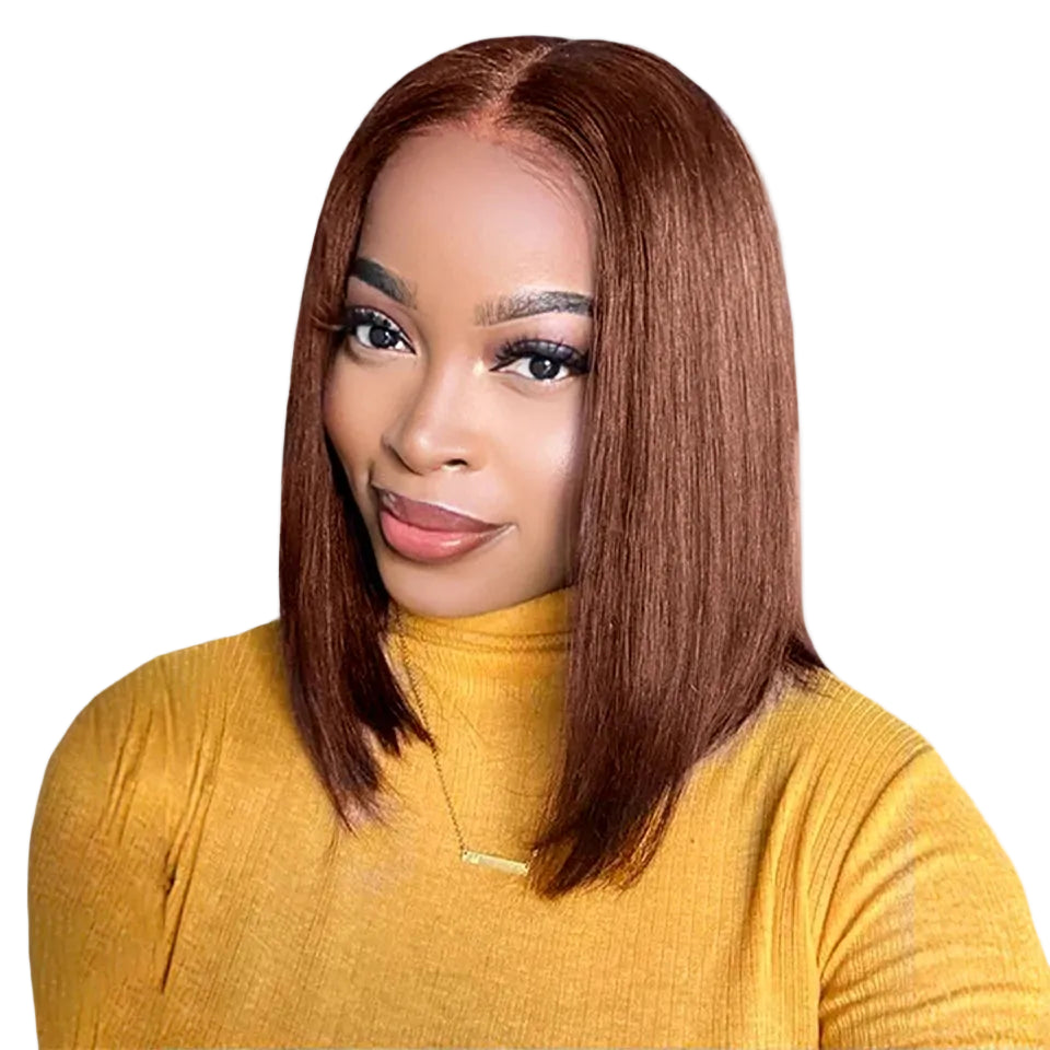 13x4 Lace Front Straight Bob Wig | Chocolate Brown | Human Hair