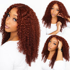 Reddish Brown Jerry Curly Wig | 7x5 Glueless Lace | Wear & Go | Pre-Cut & Pre-Bleached | 150% Density