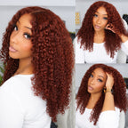 Reddish Brown Curly Human Hair Wig | 7x5 Glueless Bye-Bye Knots Lace Wig
