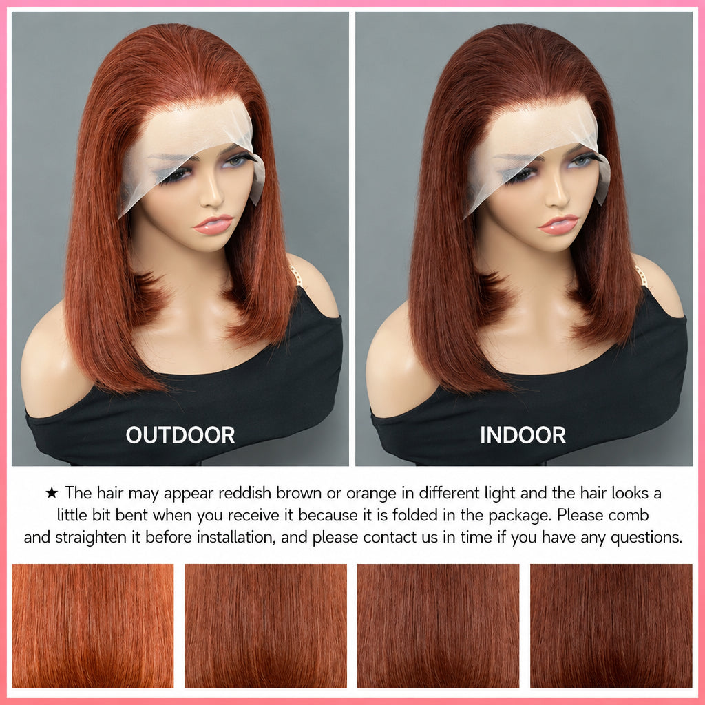 13x4 Lace Front Straight Bob Wig | Chocolate Brown | Human Hair