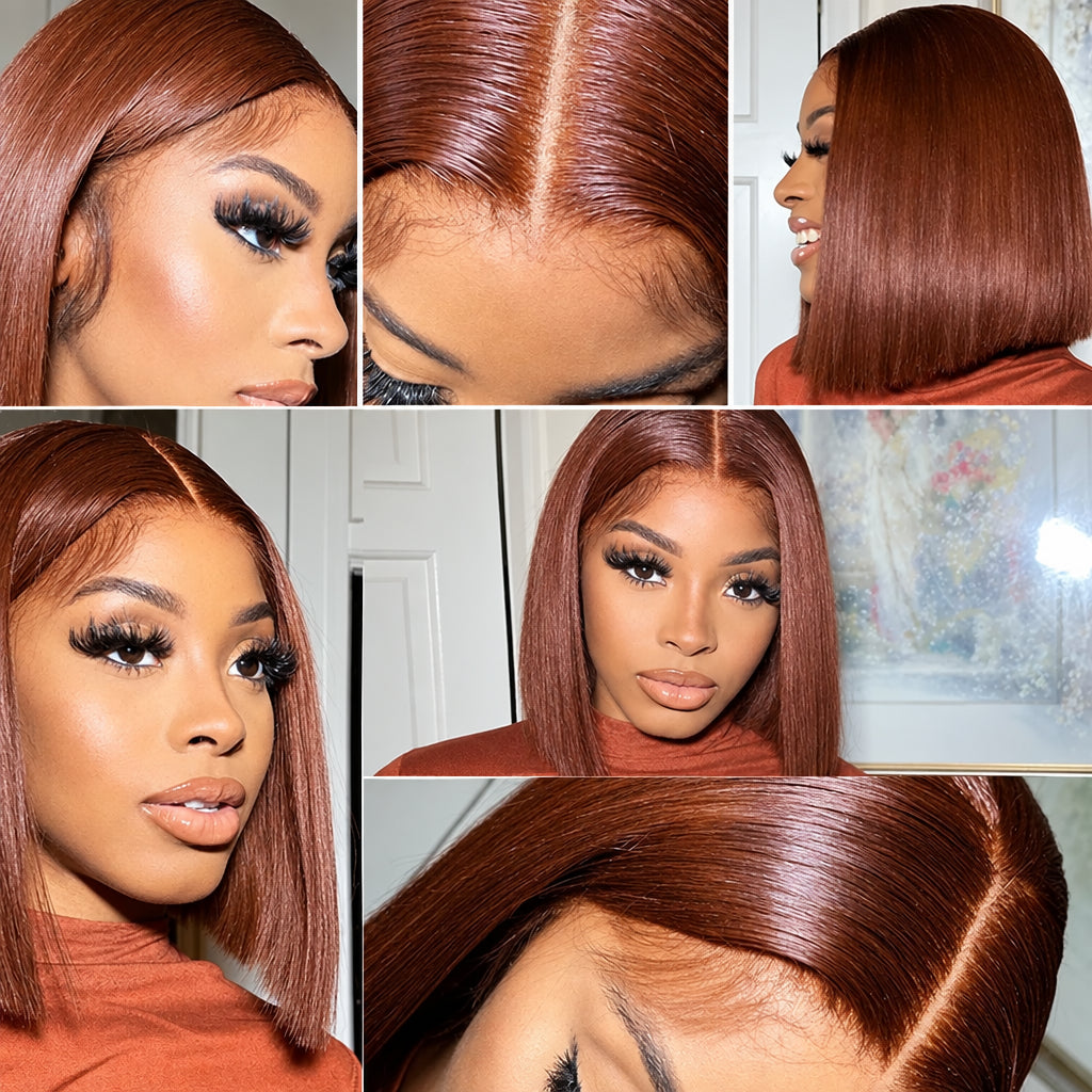 13x4 Lace Front Straight Bob Wig | Chocolate Brown | Human Hair