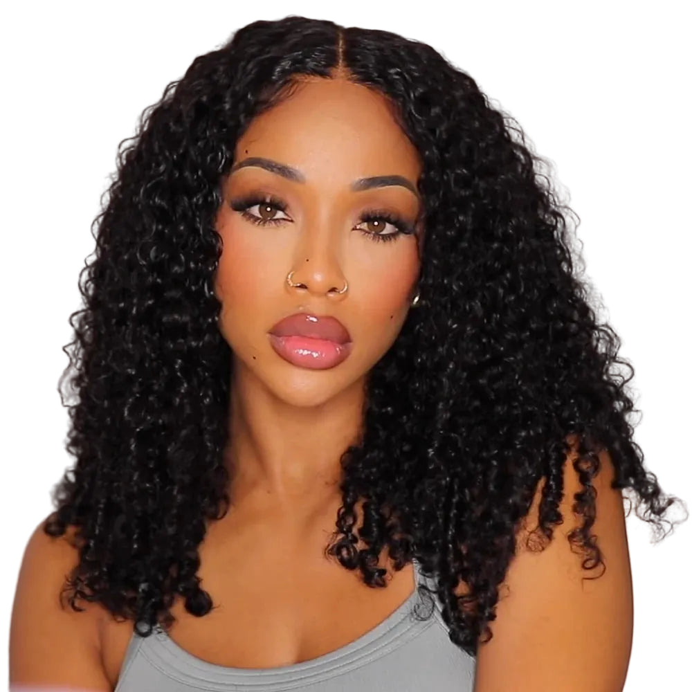 Curly Human Hair Wig With Finger Coil Ends | 7x5 Glueless & 13x4 Lace Frontal | 150% Density