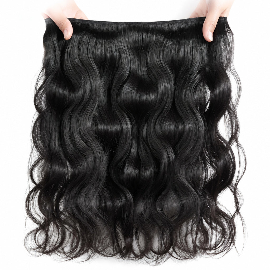 Body Wave Hair Bundles with 13x4 Frontal – 3 Bundles + Transparent Lace, 100% Remy Human Hair