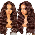 13x4 Lace Chocolate Brown Loose Wave Curtain Bangs Wig – 150% Density Glueless Human Hair