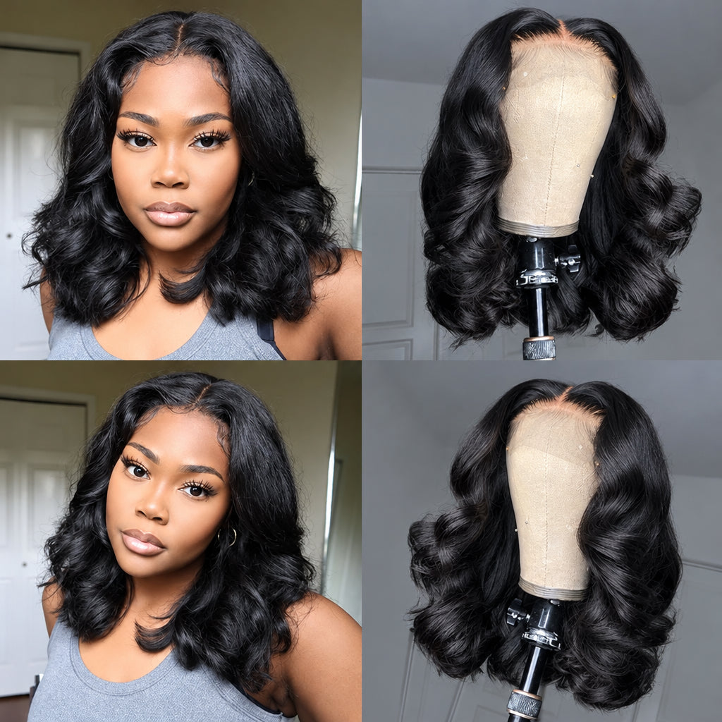 4x4 Body Wave Lace Closure Bob Wig – 100% Human Hair