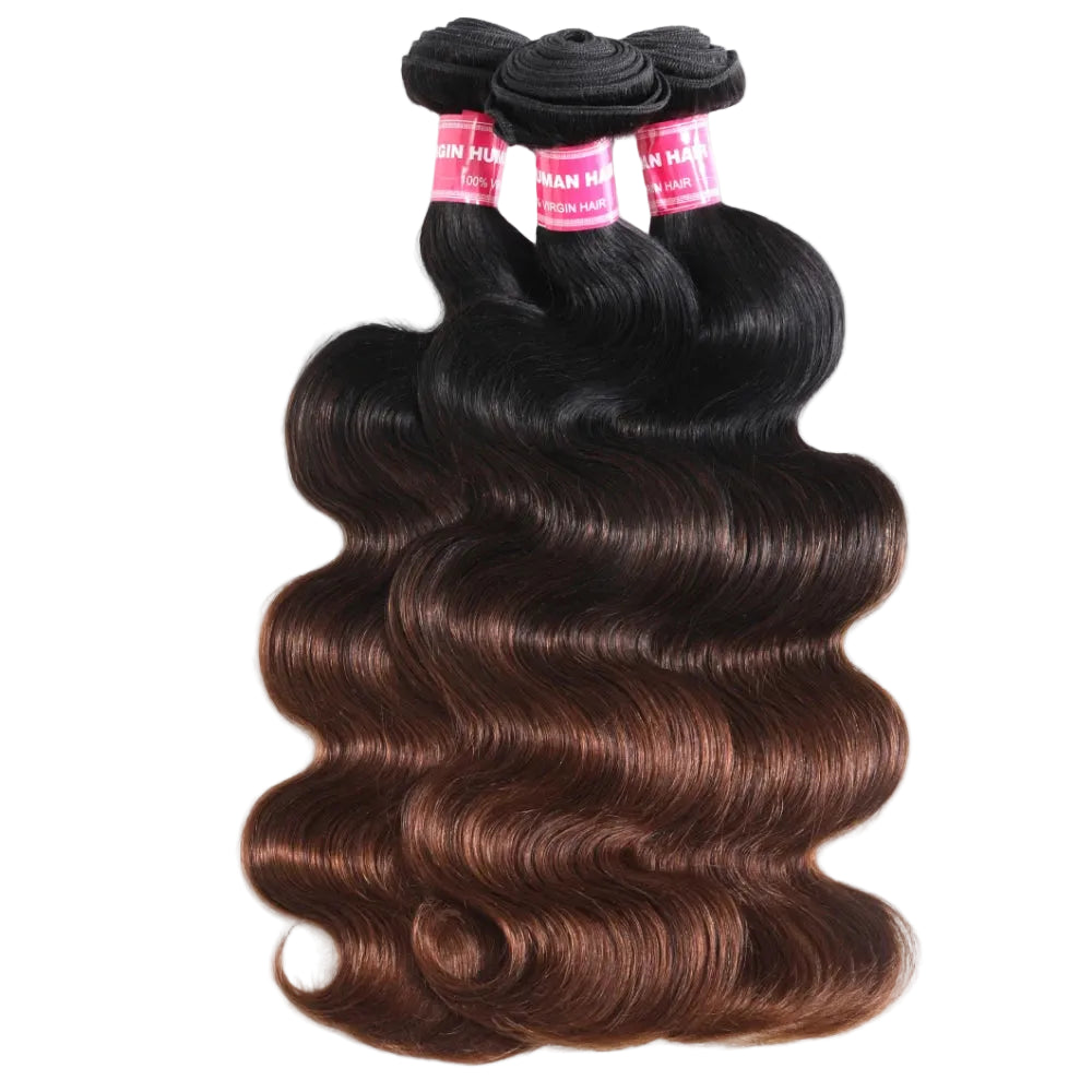 Chestnut Brown Ombre Body Wave Bundles | 100% Human Hair, 1/3/4 PCS