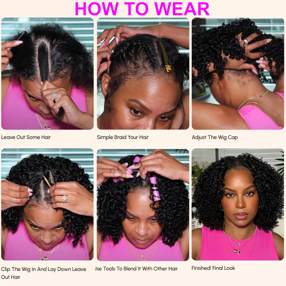 Afro Kinky Curly V Part Wig | 100% Human Remy Hair | No Lace