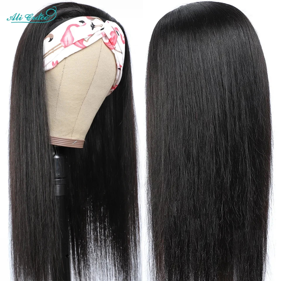 Straight Headband Wig – 100% Remy Human Hair, Glueless, 150% & 180% Density, 14"–28"
