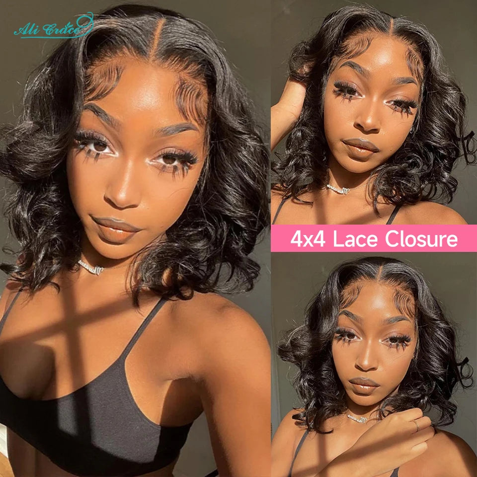 4x4 Body Wave Lace Closure Bob Wig – 100% Human Hair