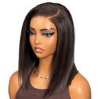 7x5 Lace Yaki Straight Blunt Cut Bob Wig | Dark Chocolate Brown | Glueless Human Hair