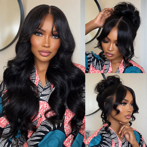 13x4 HD Real Scalp Loose Wave Wig with Curtain Bangs | 7x5 HD Body Wave Human Hair Wig