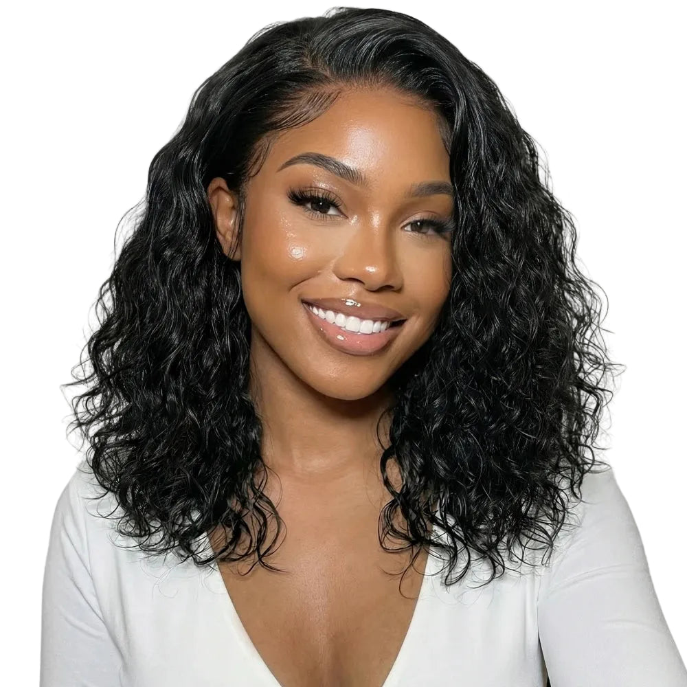 6x4 Lace "C" Side Part Loose Wavy Bob Wig – 220% Density Glueless Human Hair