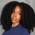Afro Kinky Curly V Part Wig | 100% Human Remy Hair | No Lace