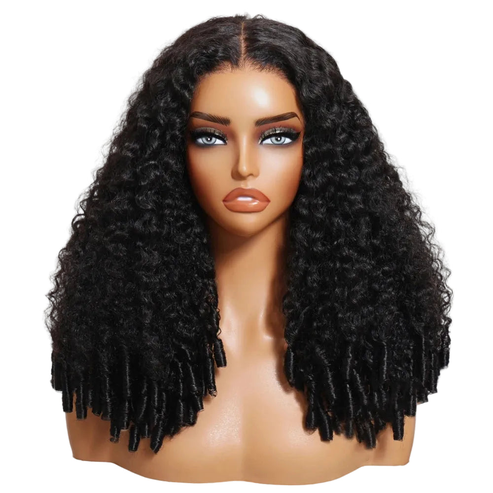Curly Human Hair Wig With Finger Coil Ends | 7x5 Glueless & 13x4 Lace Frontal | 150% Density