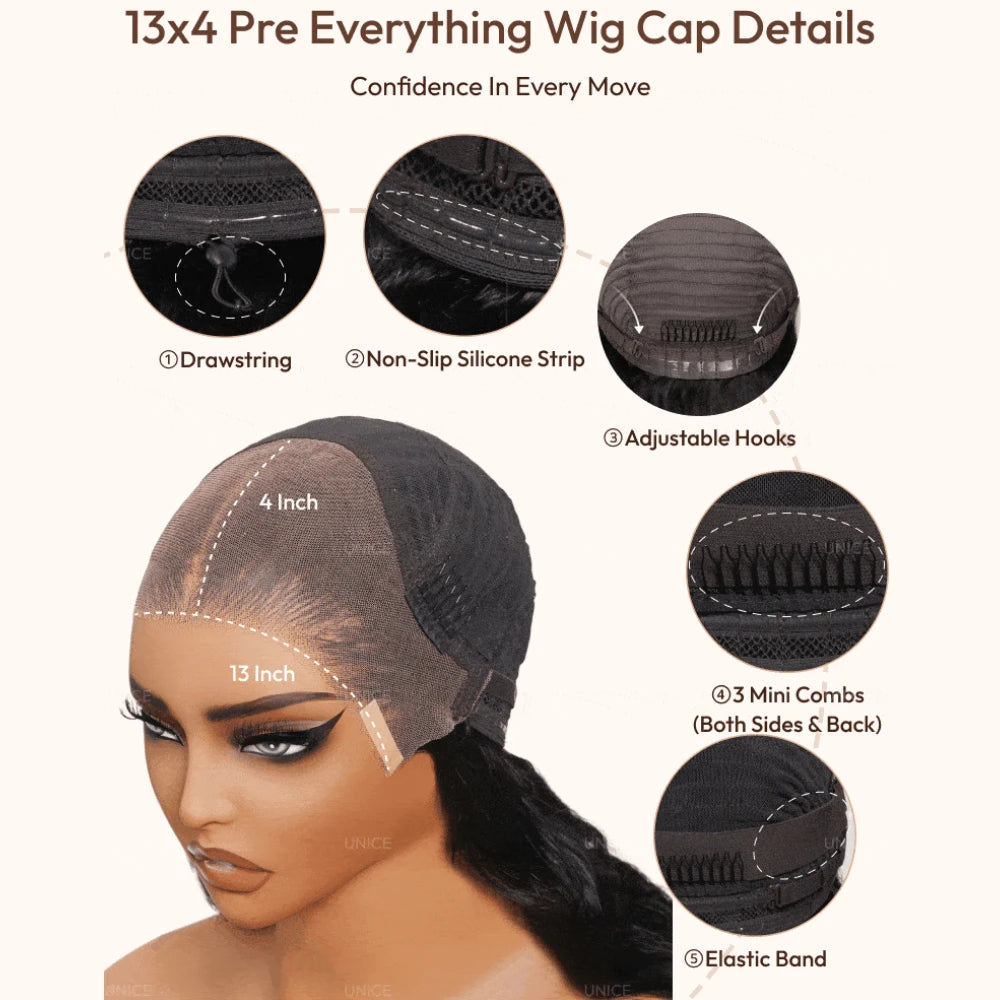 13x4 Lace Chocolate Brown Loose Wave Curtain Bangs Wig – 150% Density Glueless Human Hair
