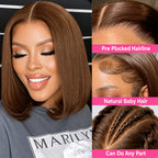 Chocolate Brown Bob Wig | 13x4 Transparent Lace Front | Bone Straight | 100% Remy Human Hair