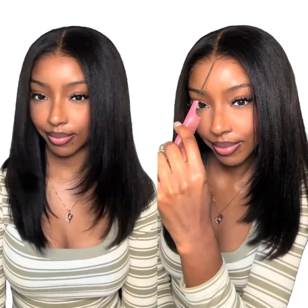 Yaki Straight Bob Wig | 7x5 Glueless Lace | Pre-Layered Side Part | 150% & 180% Density
