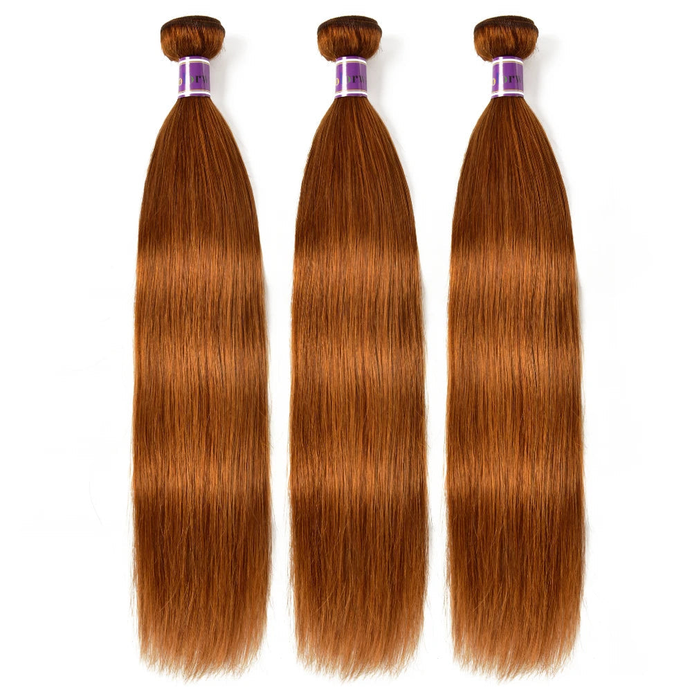 #30 Auburn Straight Human Hair Bundles | 1B30 Ombre Option | 1/3/4 Pack | 100g | Sew-In Weave