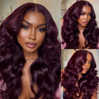 Black Cherry Lace Front Wig – Loose Wave & Water Wave, 13x4 Glueless Human Hair Wig