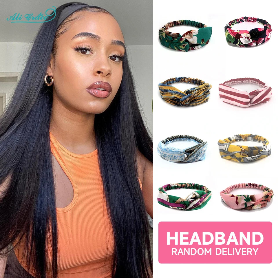 Straight Headband Wig – 100% Remy Human Hair, Glueless, 150% & 180% Density, 14"–28"