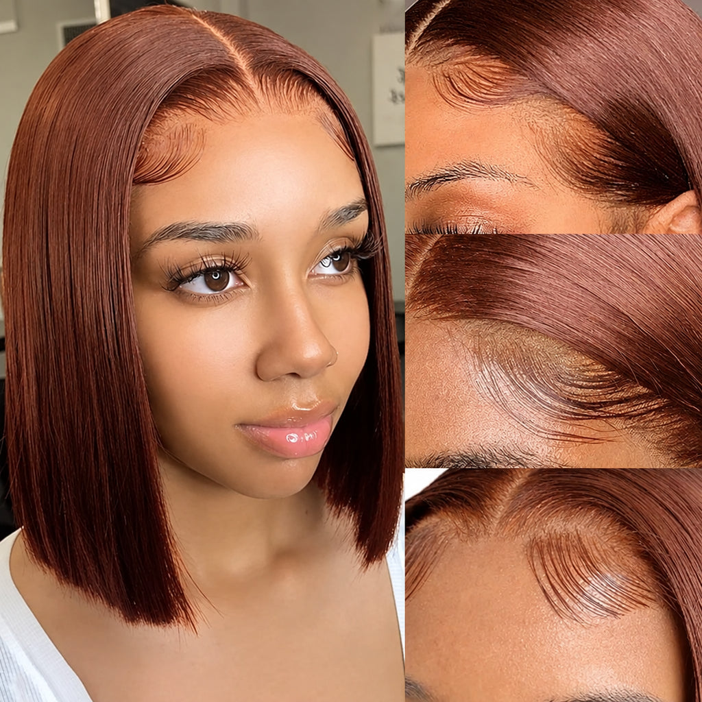 13x4 Lace Front Straight Bob Wig | Chocolate Brown | Human Hair
