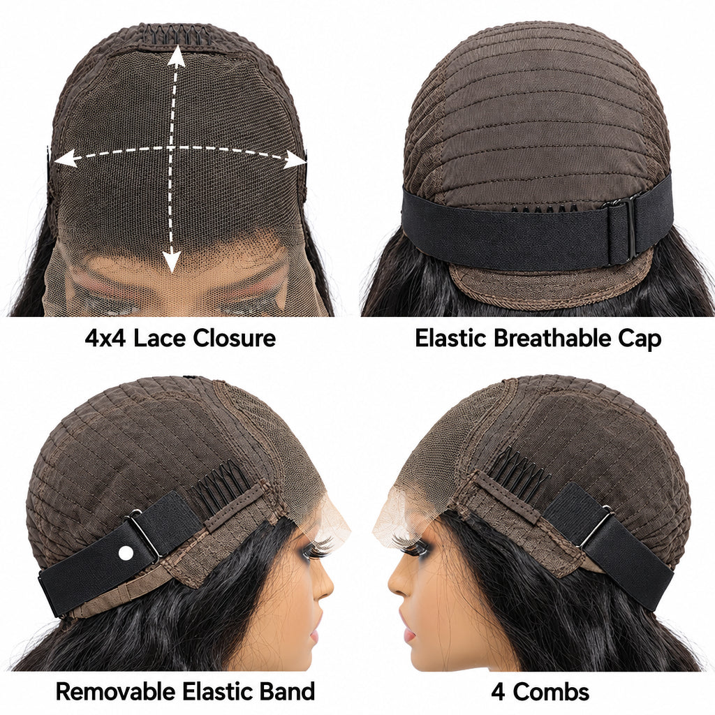 Deep Wave 4x4 Lace Closure Wig – Brazilian Virgin Human Hair