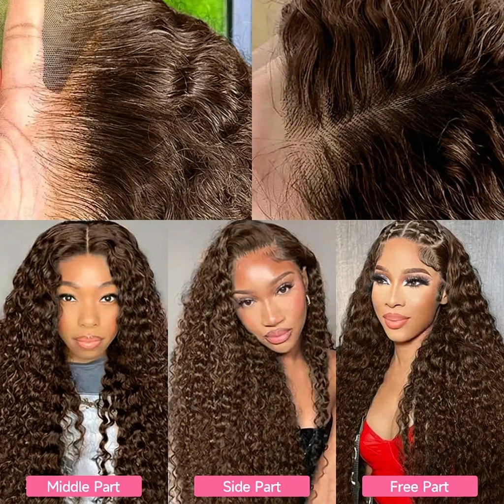 #4 Brown Kinky Curly 13x4 Lace Front Wig | Brazilian Remy Hair | Pre-Plucked