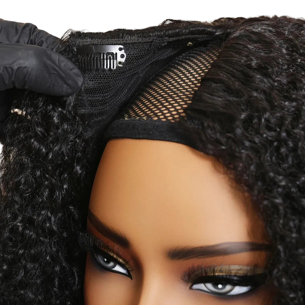 Afro Kinky Curly V Part Wig | 100% Human Remy Hair | No Lace