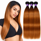 #30 Auburn Straight Human Hair Bundles | 1B30 Ombre Option | 1/3/4 Pack | 100g | Sew-In Weave